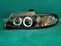 Chrysler Town&Country, Dodge Caravan, Plymouth Voyager (96-00) фары передние линзовые черные со светящимися ободками и светодиодной подсветкой, комплект 2 шт.