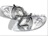 Dodge Caravan, Grand Caravan (01-05) фары передние зеркальные хромированные с белым рефлектором, комплект 2 шт.