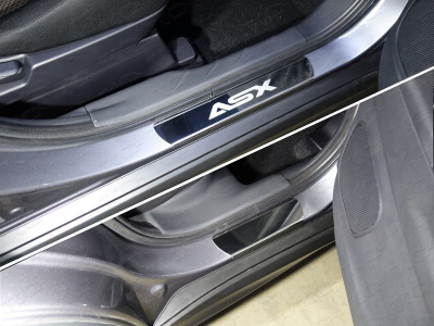 Mitsubishi ASX (16–) Накладки на пороги (лист зеркальный надпись ASX) 4шт